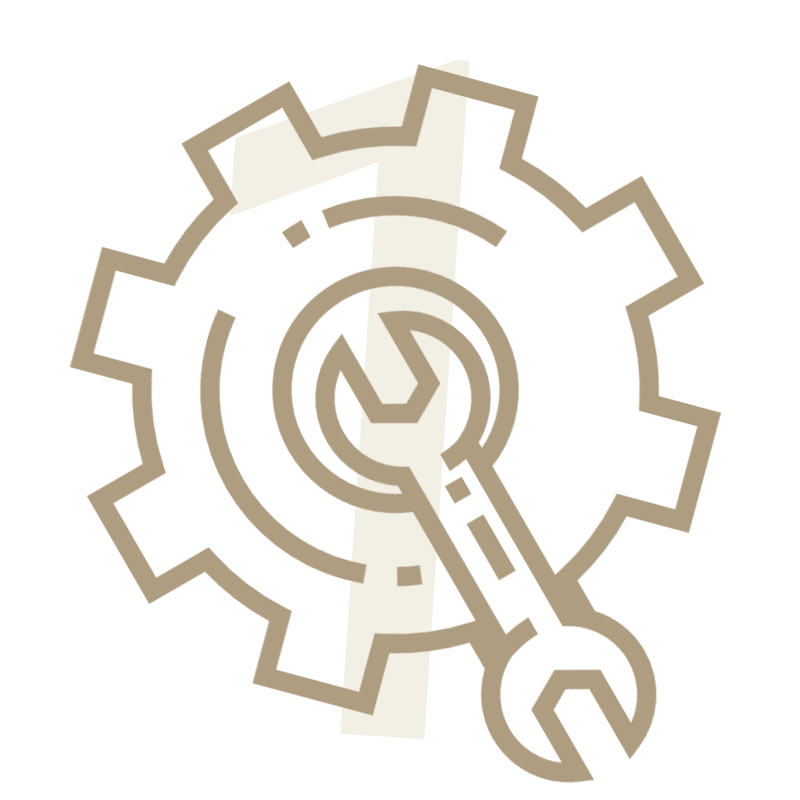 A stylized image of a gear and a spiral.