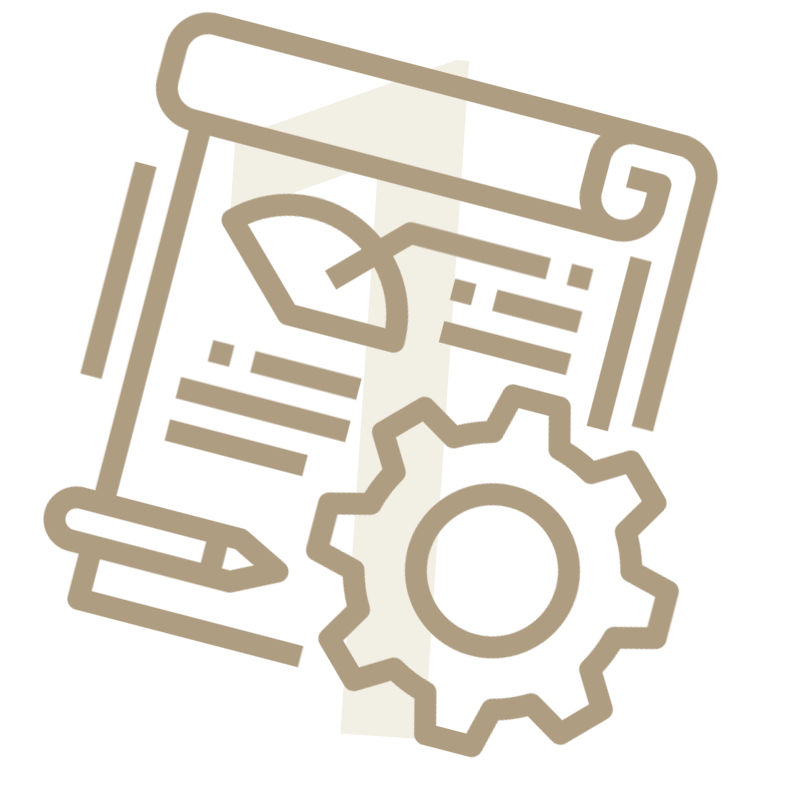 A stylized image of an industrial symbol with gear and wrench.